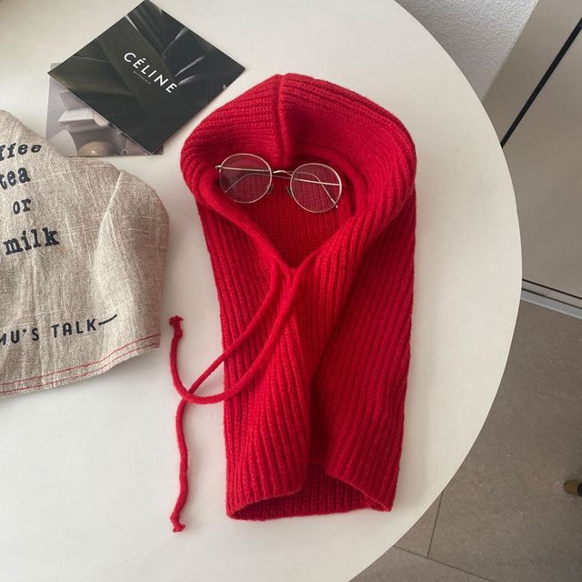 Balaclava Plain Drawstring Knit