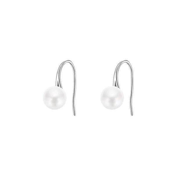 Boucles d'oreilles pendantes en argent sterling avec fausses perles
