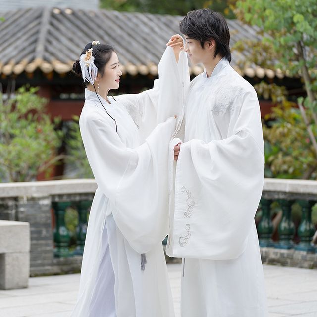 Chemisier Hanfu brodé assorti pour couple, veste légère, pantalon, ceinture