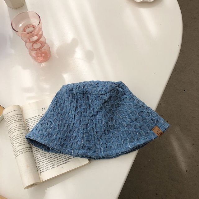 Chapeau bob en denim à carreaux