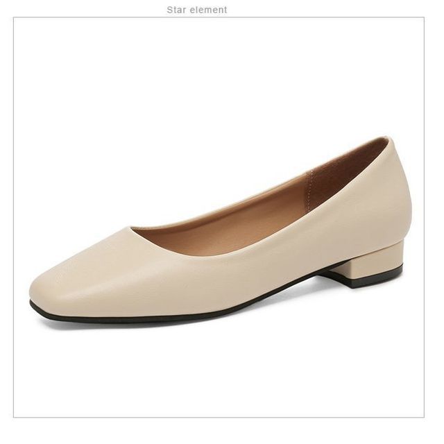 Pumps Square Toe Block Heel Plain Faux Leather
