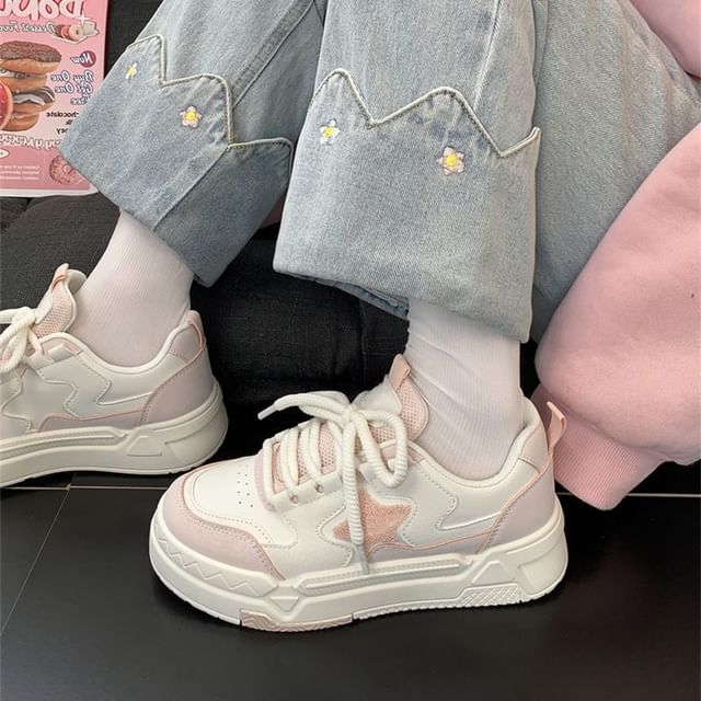 Baskets à empiècements à motif étoile et plateforme