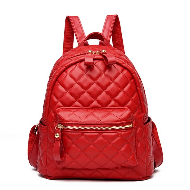 Quilted Leather Faux Backpack
