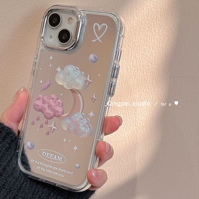 Coque de téléphone miroir Cloud - iPhone 15 Pro Max / 15 Pro / 15 Plus / 15 / 14 Pro Max / 14 Pro / 14 Plus / 14