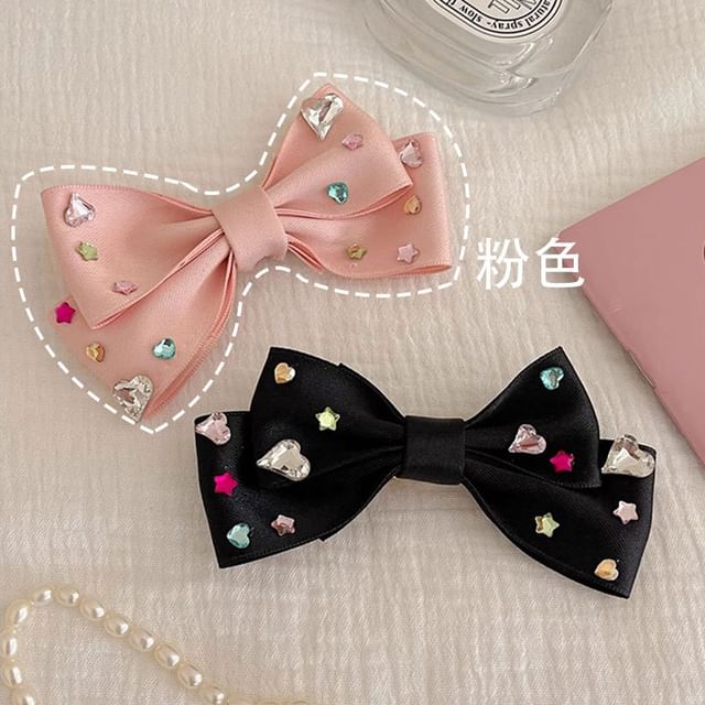 Pince à cheveux en faux cristal avec nœud