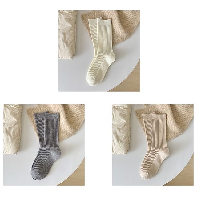 Ensemble de chaussettes courtes côtelées unies