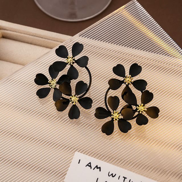 Boucles d'oreilles créoles en alliage de résine florale