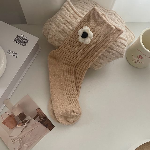 Chaussettes côtelées à motifs floraux
