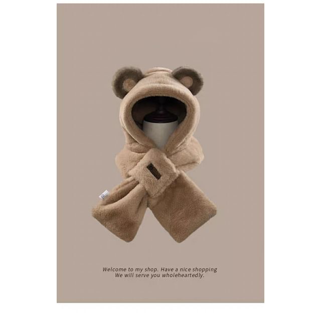 Scarfed Bear Ear Trapper Hat