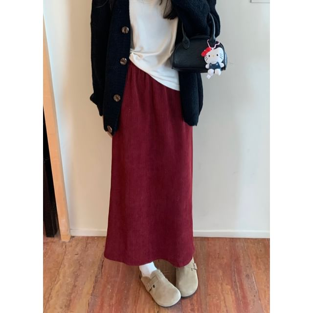 Jupe trapèze longue unie taille haute