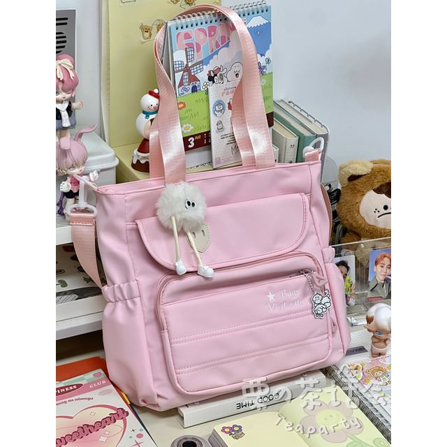 Sac fourre-tout multi-poches brodé avec lettres / Porte-monnaie / Bijou de sac / Ensemble