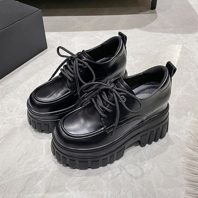 Platform Chunky Heel Lace-Up Shoes Derby