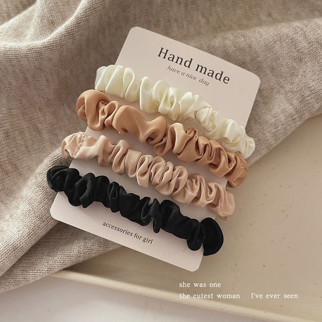 Élastique à cheveux en tissu froncé / Ensemble