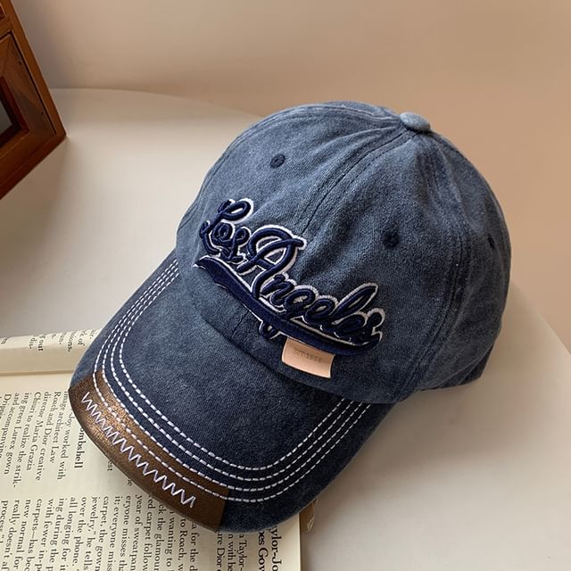 Lettering Baseball Washed Embroidered Cap