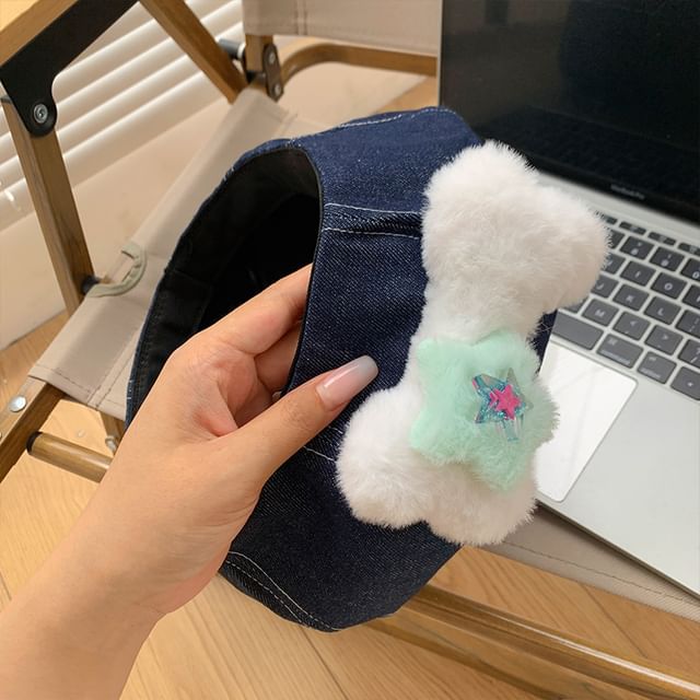 Accent Beret Denim Washed Bone