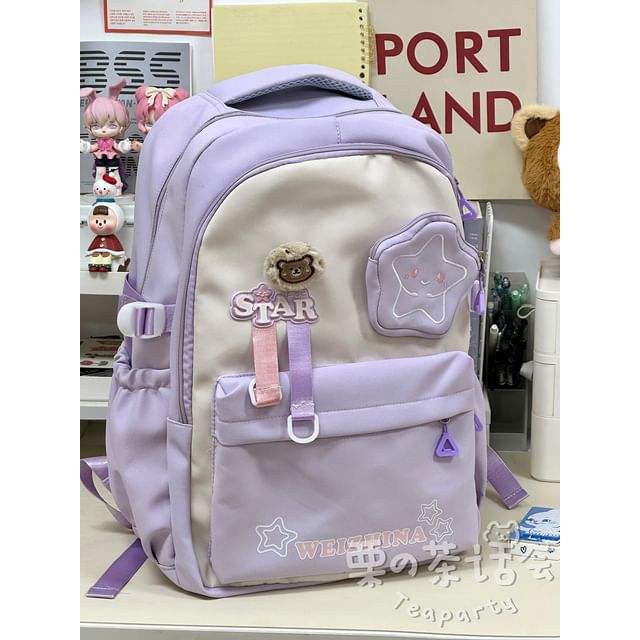 Sac à dos / Bijou de sac / Ensemble multi-poches brodé avec lettrage étoile