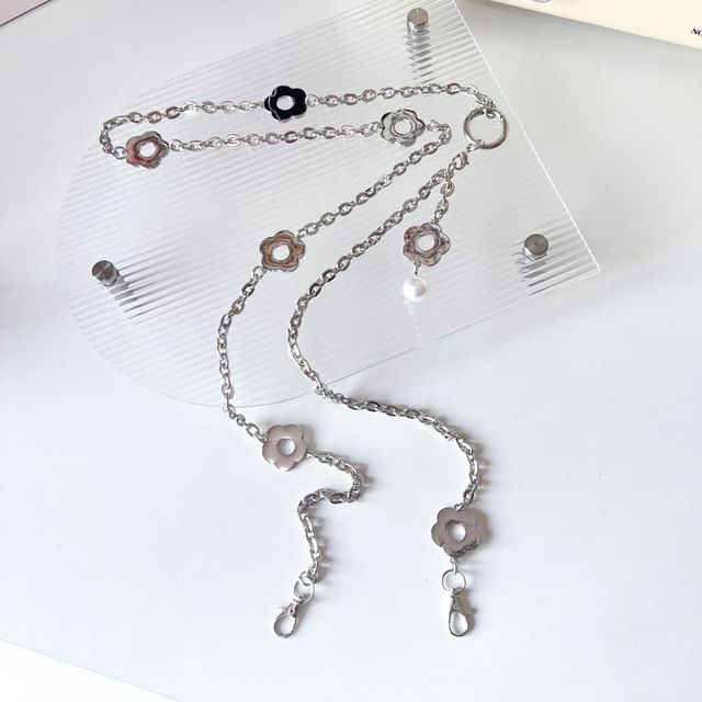 Lanyard Floral Faux Alloy Pearl Phone