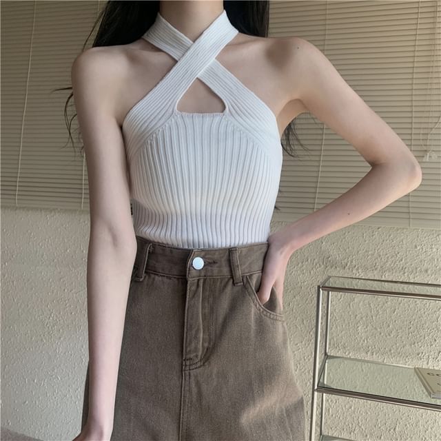 Crop Strap Cross Top Plain