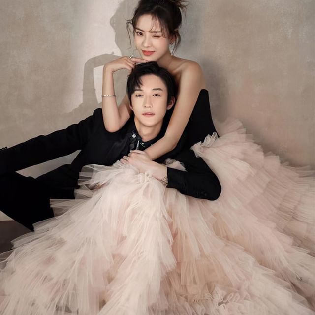 Two A-Line Tone Ruffle Gown Strapless Ball