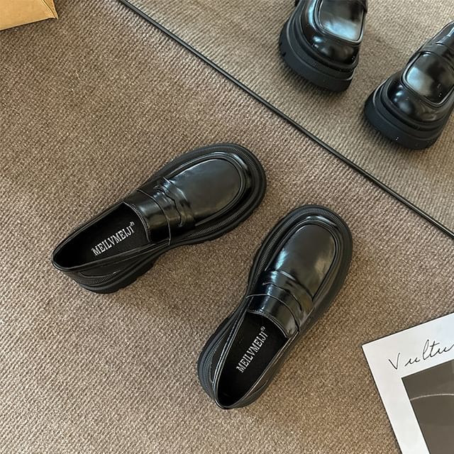 Faux Loafers Leather Platform