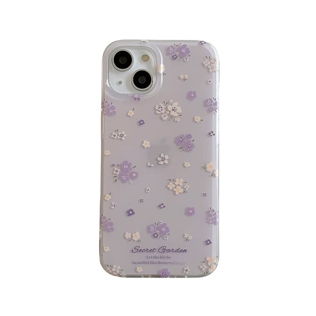 Coque de téléphone à motif floral - 15 Pro Max / 15 Pro / 15 / 14 Pro Max / 14 Pro / 14 / 13 Pro Max / 13 Pro / 13 / 12 Pro Max / 12 Pro / 12 / 11