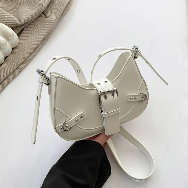 Faux Crossbody Bag Buckled Leather