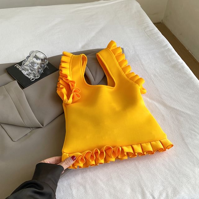Plain Ruffle Shopper Bag