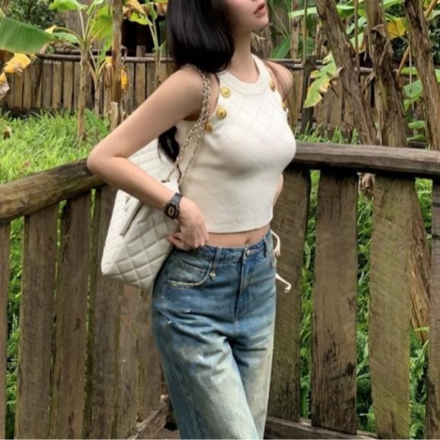 Haut en maille unie à col licou