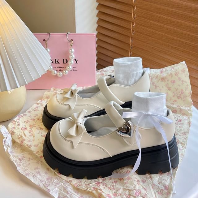 Chaussures Mary Jane à plateforme et nœud