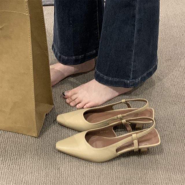 Sandals Heel Pointy Slingback Low