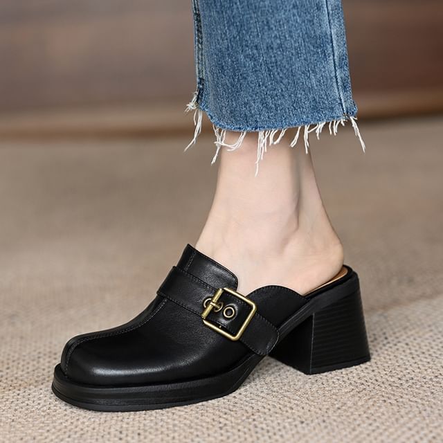 Mules Block Heel Buckled