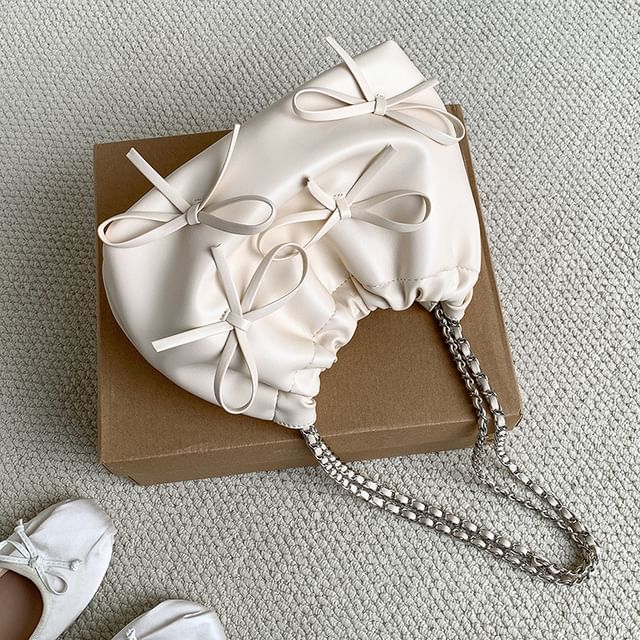 Bag Shoulder Bow Chain Faux Leather Strap