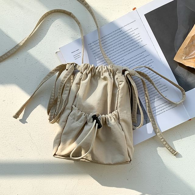 Plain Nylon Drawstring Bag Crossbody