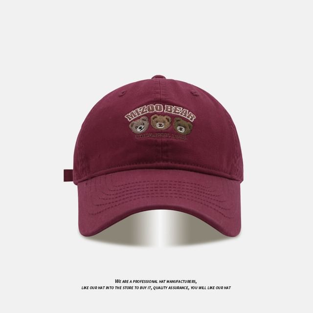 Baseball Embroidered Cap Bear