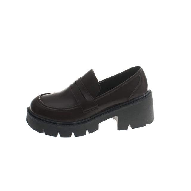 Platform Faux Loafers Leather