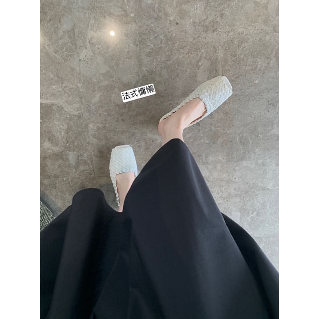 Ballerines à bout ouvert en cuir véritable