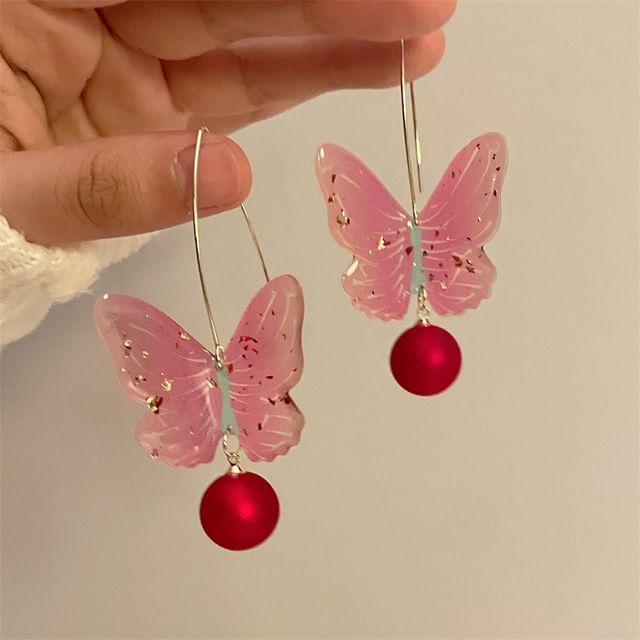 Earring Hook Drop Bead Butterfly
