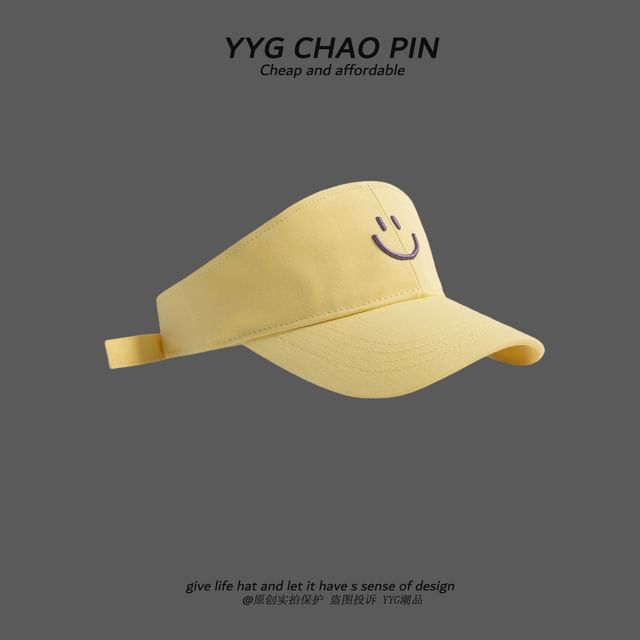 Face Embroidered Visor Smiley Sun