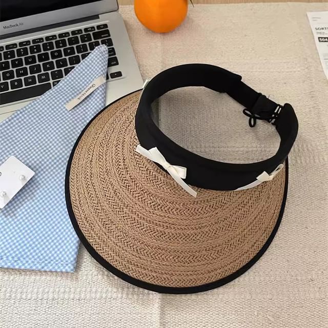Hat Ribbon Straw Sun Piped