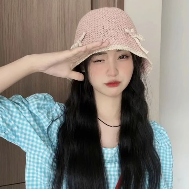 Trim Cloche Contrast Hat Bow Knit