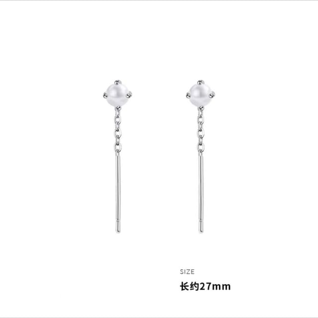 Sterling Silver Faux Pearl Threader Earring K19762