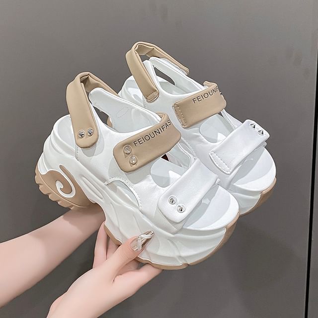 Tone Sandals Slingback Two Platform Adhesive Studded Strap