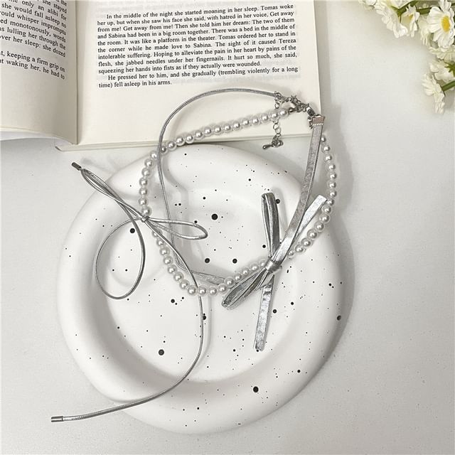 Choker Leather Faux Ribbon