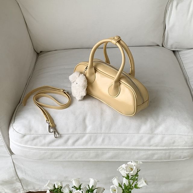 Faux Top Handle Crossbody Plain Leather Bag