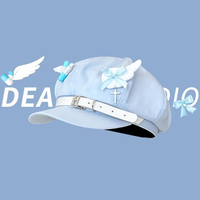 Casquette gavroche en denim à boucle