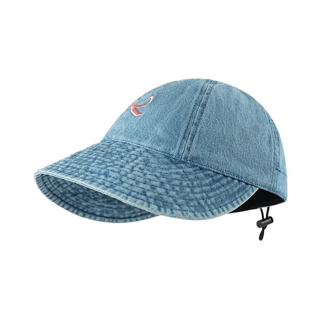 Denim Cap Embroidered Bow Baseball
