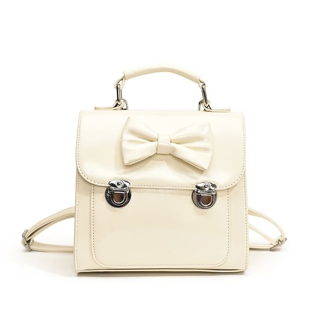 Flap Backpack Bow Leather Faux