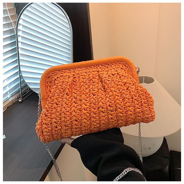 Chain Crossbody Straw Strap Bag