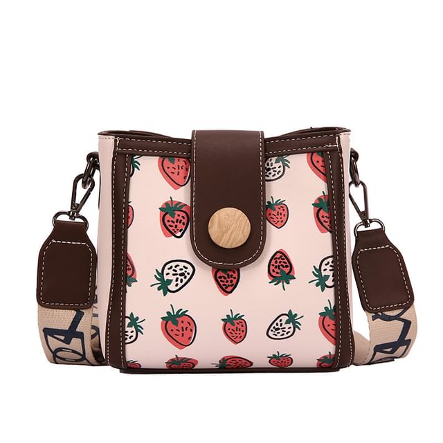 Patterned Leather Faux Bucket Bag