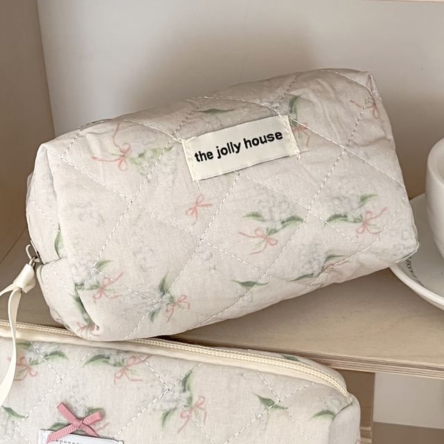 Elephant Applique Fabric Clutch / Makeup Bag / Pencil Case (Various Designs)